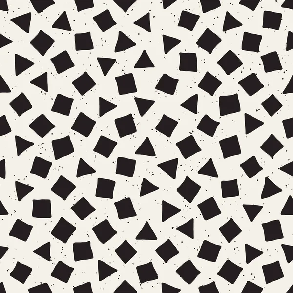 El çekilmiş siyah beyaz mürekkep soyut seamless modeli. Vektör şık grunge doku. Tek renkli şekiller boya fırça satırları dağınık