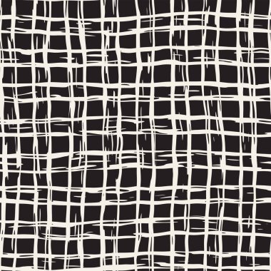 Elle çizilmiş seamless modeli. Mürekkep doodle grunge kılavuz allover desenle. Serbest çizim tartan ile grafik arka plan.