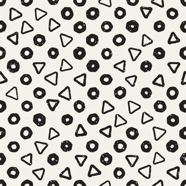 El çekilmiş siyah beyaz mürekkep soyut seamless modeli. Vektör şık grunge doku. Tek renkli şekiller boya fırça satırları dağınık