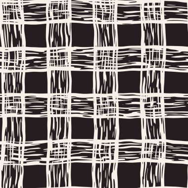 Elle çizilmiş seamless modeli. Mürekkep doodle grunge kılavuz allover desenle. Serbest çizim tartan ile grafik arka plan.