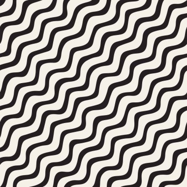 El ile Seamless Modeli dalgalar çizilmiş. Arka plan dalgalı fırça darbeleriyle. Siyah ve beyaz serbest doku hatları.