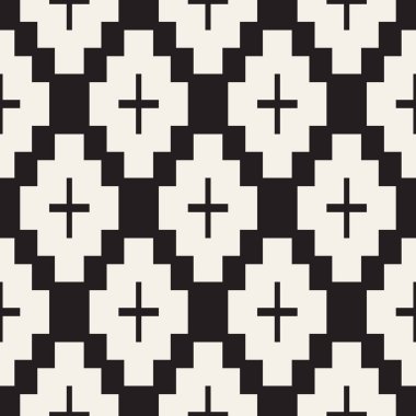 Sorunsuz oyma desen. Tekrarlanan kafes. Simetrik geometrik soyut duvar kağıdı. Kafes etnik motif. Vektör çizim