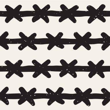 Elle çizilmiş stil etnik seamless modeli. Soyut geometrik döşeme arka plan siyah ve beyaz. Vektör Serbest doodle doku.