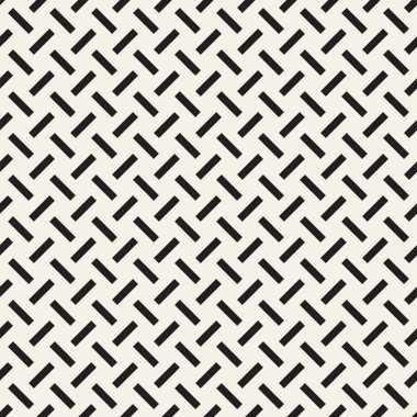 Vektör kesintisiz geometrik desen çapraz tarama. Grafik veya arka plan geçti. Damalı motif. Crosshatched hatlarının kesintisiz siyah beyaz doku. Kafes basit kumaş baskı.