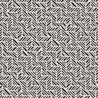 Vektör sorunsuz elle çizilmiş desen. Zigzag ve şerit kaba hatları. Aşiret tasarım arka plan. Etnik doodle doku.