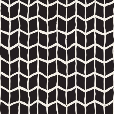 Elle çizilmiş stil seamless modeli. Soyut geometrik döşeme arka plan siyah ve beyaz. Vektör doodle hat kafes