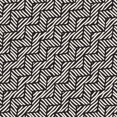 Vektör sorunsuz elle çizilmiş desen. Zigzag ve şerit kaba hatları. Aşiret tasarım arka plan. Etnik doodle doku.