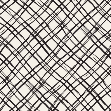 Elle çizilmiş seamless modeli. Mürekkep doodle grunge kılavuz allover desenle. Serbest çizim tartan ile grafik arka plan.
