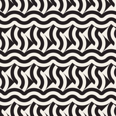 Soyut geometrik desen çizgili satırlar. Sorunsuz vektör arka plan. Siyah ve beyaz kafes doku.