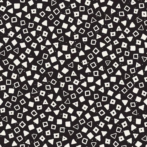 El çekilmiş siyah beyaz mürekkep soyut seamless modeli. Vektör şık grunge doku. Tek renkli şekiller boya fırça satırları dağınık