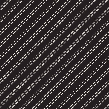 Siyah ve beyaz düzensiz kesik çizgiler desen. Modern soyut vektör sorunsuz arka plan. Kaotik dikdörtgen çizgili Mozaik