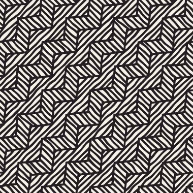 Vektör sorunsuz elle çizilmiş desen. Zigzag ve şerit kaba hatları. Aşiret tasarım arka plan. Etnik doodle doku.