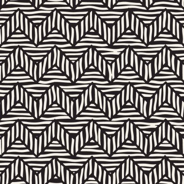 Vektör sorunsuz elle çizilmiş desen. Zigzag ve şerit kaba hatları. Aşiret tasarım arka plan. Etnik doodle doku.
