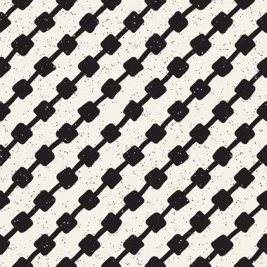 El çekilmiş siyah beyaz mürekkep soyut seamless modeli. Vektör şık doku. Tek renkli geometrik shappes boya fırça satırları