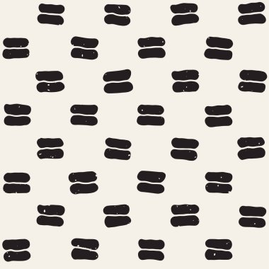 El çekilmiş siyah beyaz mürekkep soyut seamless modeli. Vektör şık doku. Tek renkli geometrik shappes boya fırça satırları