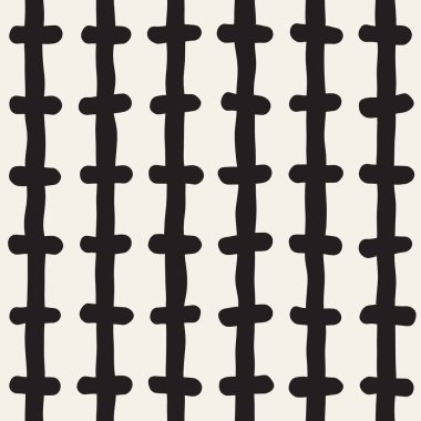 El çekilmiş siyah beyaz mürekkep soyut seamless modeli. Vektör şık doku. Tek renkli geometrik shappes boya fırça satırları