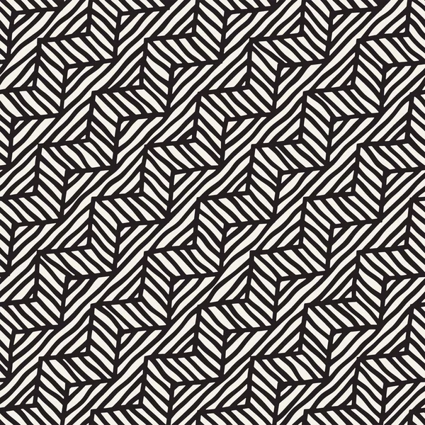 Patrón dibujado a mano sin costura vectorial. Zigzag y rayas líneas ásperas. Fondo de diseño tribal. Textura de garabato étnico . — Archivo Imágenes Vectoriales