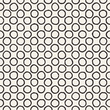 El çekilmiş siyah beyaz mürekkep soyut seamless modeli. Vektör şık doku. Tek renkli geometrik shappes boya fırça satırları