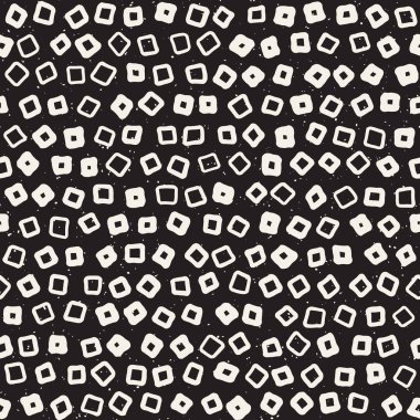 El çekilmiş siyah beyaz mürekkep soyut seamless modeli. Vektör şık grunge doku. Tek renkli şekiller boya fırça satırları dağınık