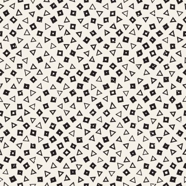 El çekilmiş siyah beyaz mürekkep soyut seamless modeli. Vektör şık grunge doku. Tek renkli şekiller boya fırça satırları dağınık