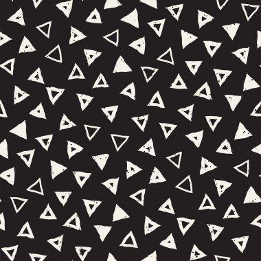 El çekilmiş siyah beyaz mürekkep soyut seamless modeli. Vektör şık grunge doku. Tek renkli şekiller boya fırça satırları dağınık