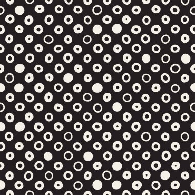 El çekilmiş siyah beyaz mürekkep soyut seamless modeli. Vektör şık grunge doku. Tek renkli şekiller boya fırça satırları dağınık