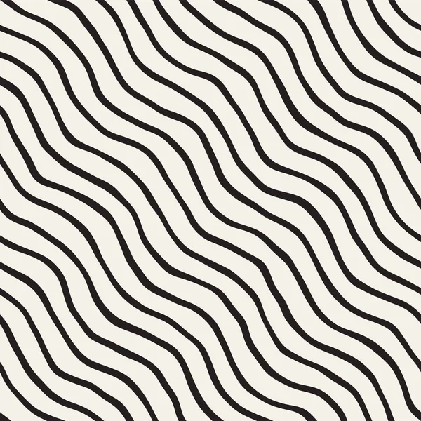 El ile Seamless Modeli dalgalar çizilmiş. Arka plan dalgalı fırça darbeleriyle. Siyah ve beyaz serbest doku hatları.