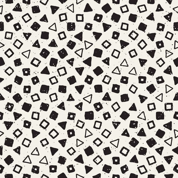 El çekilmiş siyah beyaz mürekkep soyut seamless modeli. Vektör şık grunge doku. Tek renkli şekiller boya fırça satırları dağınık