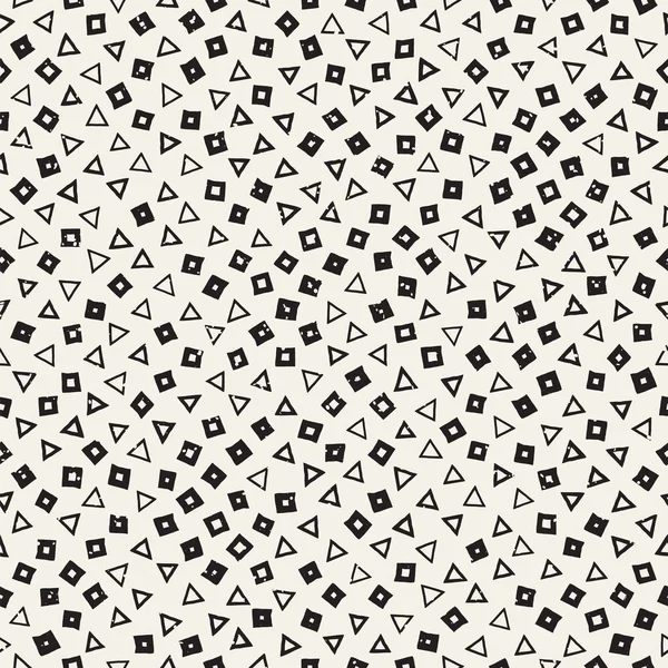 El çekilmiş siyah beyaz mürekkep soyut seamless modeli. Vektör şık grunge doku. Tek renkli şekiller boya fırça satırları dağınık