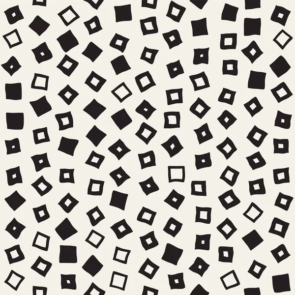 El çekilmiş siyah beyaz mürekkep soyut seamless modeli. Vektör şık grunge doku. Tek renkli şekiller boya fırça satırları dağınık