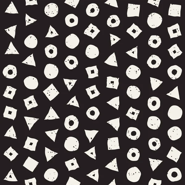 El çekilmiş siyah beyaz mürekkep soyut seamless modeli. Vektör şık grunge doku. Tek renkli şekiller boya fırça satırları dağınık