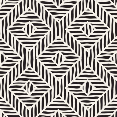 Vektör sorunsuz elle çizilmiş desen. Zigzag ve şerit kaba hatları. Aşiret tasarım arka plan. Etnik doodle doku.
