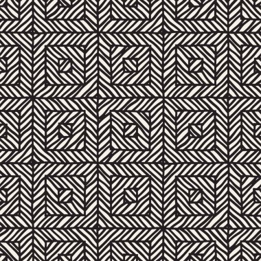 Vektör sorunsuz elle çizilmiş desen. Zigzag ve şerit kaba hatları. Aşiret tasarım arka plan. Etnik doodle doku.