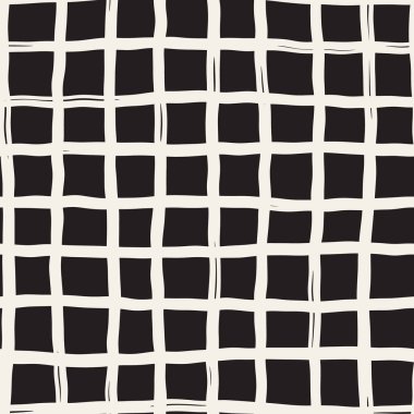 Elle çizilmiş seamless modeli. Mürekkep doodle grunge kılavuz allover desenle. Serbest çizim tartan ile grafik arka plan.