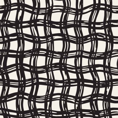 Elle çizilmiş seamless modeli. Mürekkep doodle grunge kılavuz allover desenle. Serbest çizim tartan ile grafik arka plan.
