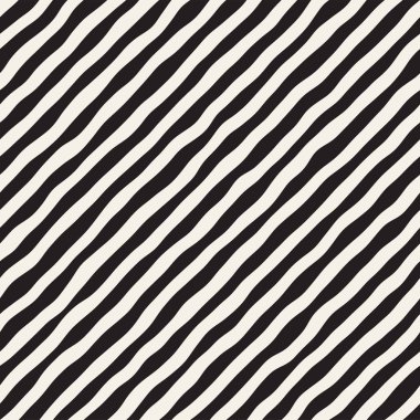 El ile Seamless Modeli dalgalar çizilmiş. Arka plan dalgalı fırça darbeleriyle. Siyah ve beyaz serbest doku hatları.