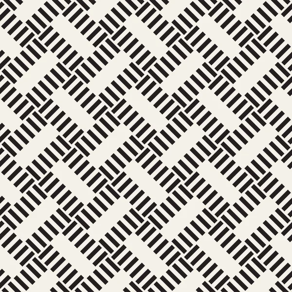 Crosshatch-Vektor nahtlose geometrische Muster. gekreuzte grafische Rechtecke Hintergrund. kariertes Motiv. nahtlose Schwarz-Weiß-Textur aus kreuzförmigen Linien. Spalier einfacher Stoffdruck. — Stockvektor