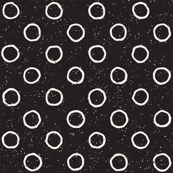 El çekilmiş siyah beyaz mürekkep soyut seamless modeli. Vektör şık doku. Tek renkli geometrik shappes boya fırça satırları