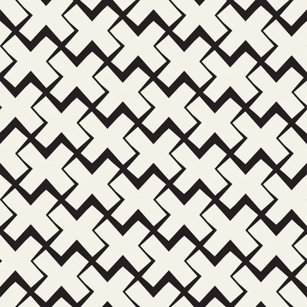 Вектор Безшовні чорно-білі лінії Візерунок Абстрактний фон. Хрестоподібні форми геометричний орнамент плитки . — стоковий вектор