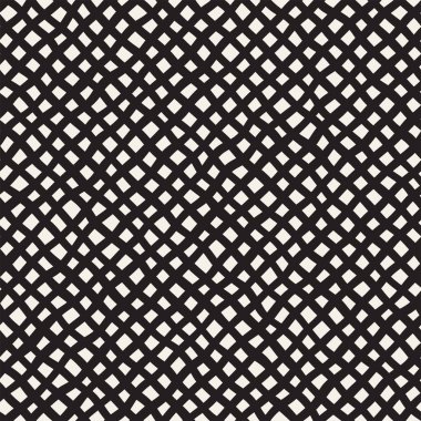 El ile Seamless Modeli dalgalar çizilmiş. Arka plan dalgalı fırça darbeleriyle. Siyah ve beyaz serbest doku hatları.