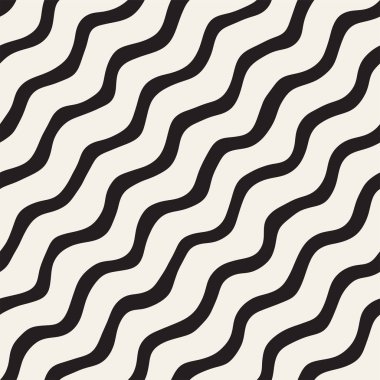 El ile Seamless Modeli dalgalar çizilmiş. Arka plan dalgalı fırça darbeleriyle. Siyah ve beyaz serbest doku hatları.