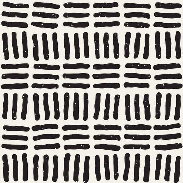 El çekilmiş siyah beyaz mürekkep soyut seamless modeli. Vektör şık doku. Tek renkli geometrik shappes boya fırça satırları