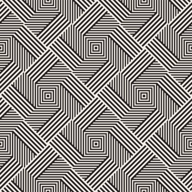 Soyut geometrik desen çizgili satırlar. Sorunsuz vektör ackground. Siyah ve beyaz kafes doku.