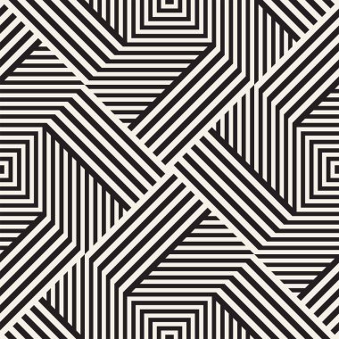 Soyut geometrik desen çizgili satırlar. Sorunsuz vektör ackground. Siyah ve beyaz kafes doku.