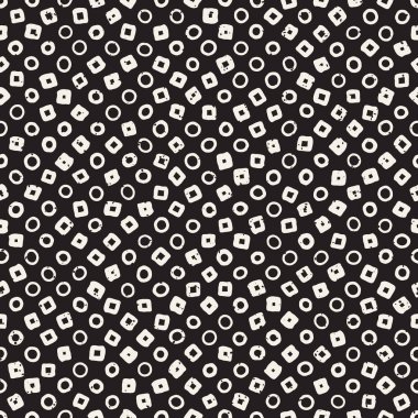 El çekilmiş siyah beyaz mürekkep soyut seamless modeli. Vektör şık grunge doku. Tek renkli şekiller boya fırça satırları dağınık