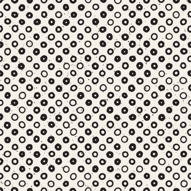 El çekilmiş siyah beyaz mürekkep soyut seamless modeli. Vektör şık grunge doku. Tek renkli şekiller boya fırça satırları dağınık