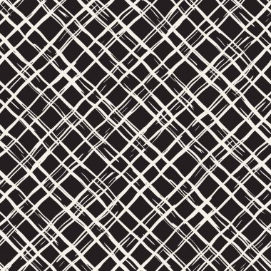 Elle çizilmiş seamless modeli. Mürekkep doodle grunge kılavuz allover desenle. Serbest çizim tartan ile grafik arka plan.
