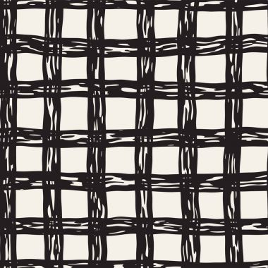 Elle çizilmiş seamless modeli. Mürekkep doodle grunge kılavuz allover desenle. Serbest çizim tartan ile grafik arka plan.