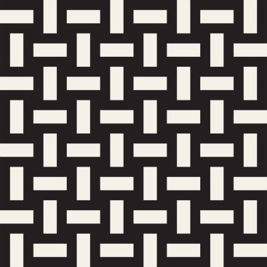 Vektör kesintisiz geometrik desen çapraz tarama. Grafik veya arka plan geçti. Damalı motif. Crosshatched hatlarının kesintisiz siyah beyaz doku. Kafes basit kumaş baskı.