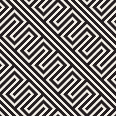 Soyut geometrik desen çizgili satırlar. Sorunsuz vektör arka plan. Siyah ve beyaz kafes doku.